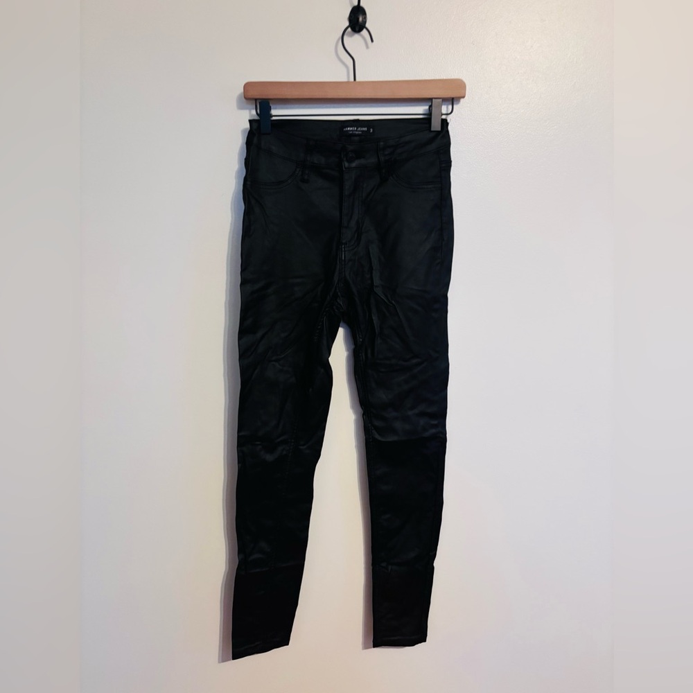 Hammer Jeans black lightweight pleather leggings size 3, faux pockets